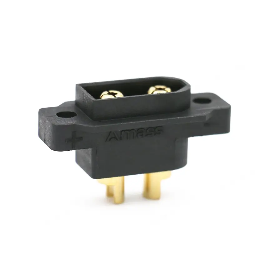 [AMASS-XT60E-M-MALE-BLACK] Amass XT60E-W/M Mountable XT60 Male Plug - Male, Black
