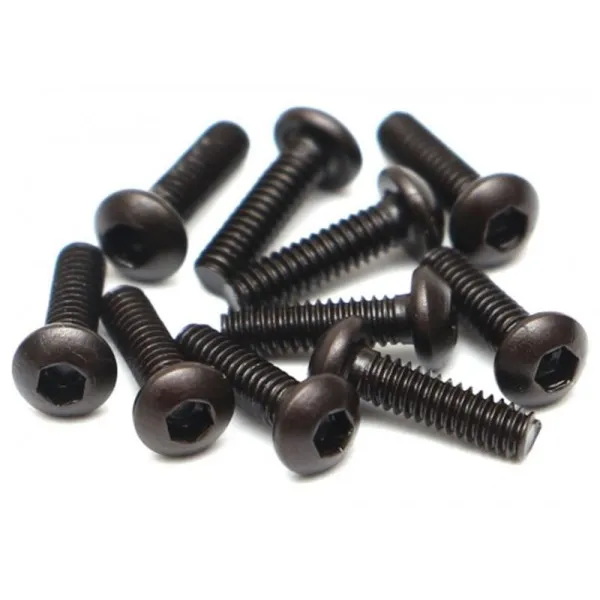 12.9 Grade Black Nickel Plated Button Head Screws - M2.5, 6MM