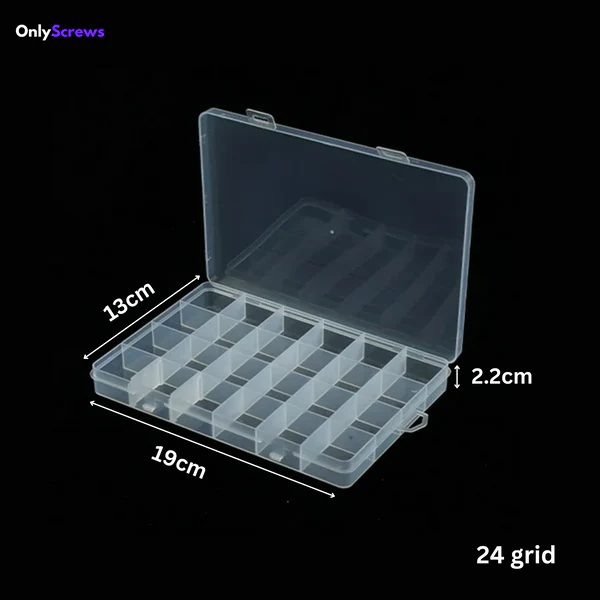 [PLASTIC-SCREW-BOX-24GRID] 24 Grid Plastic Screw Storage Box