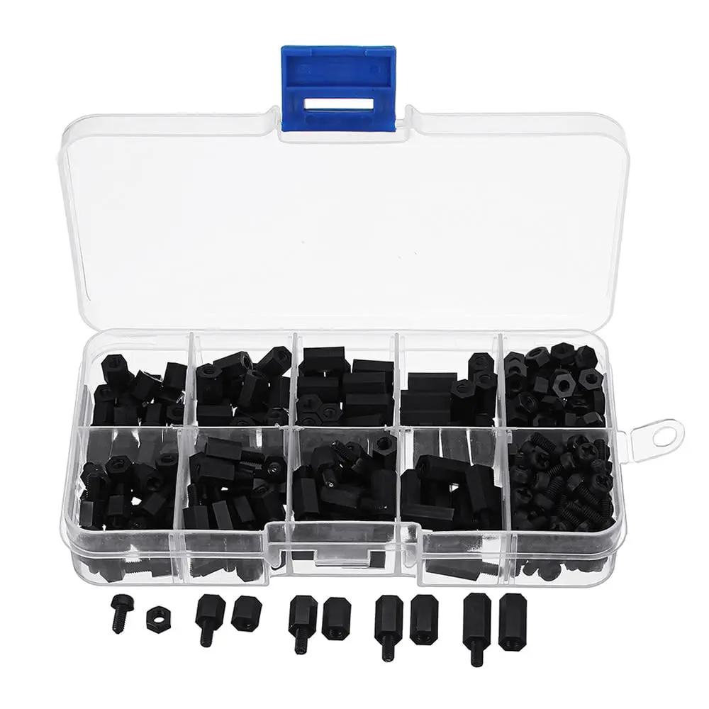 [M3-180P-NYLN-SPCR-AST-KIT] 180Pcs/lot M3 Nylon Standoff, Spacer Column Assorted KIT